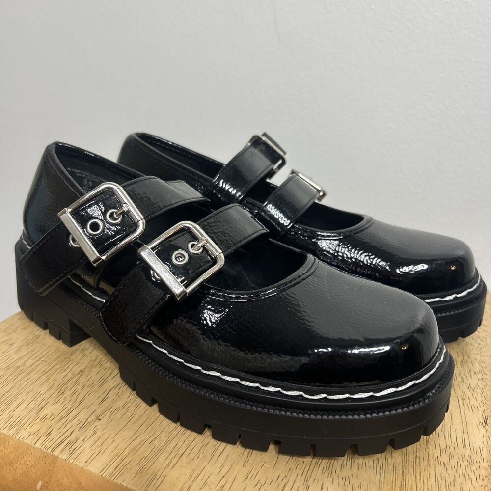 SODA Chunky Mary Jane shoes, patent “leather” Double Buckle Size 8.5 Whimsigoth